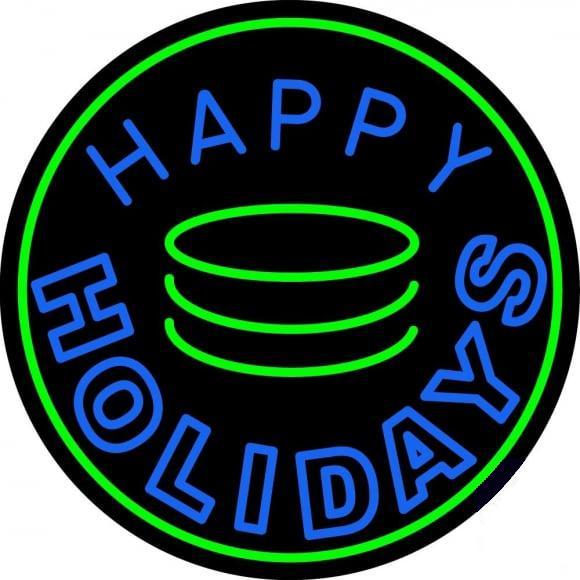 Custom Happy Holidays Block Neon Sign Real Neon Light