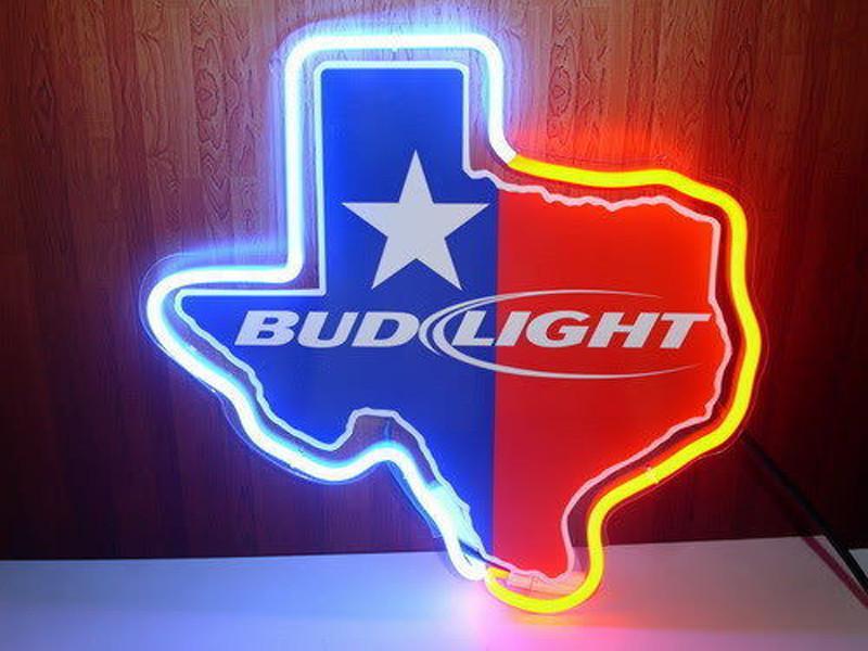Custom Bud Light Texas Lone Star Beer Neon Sign