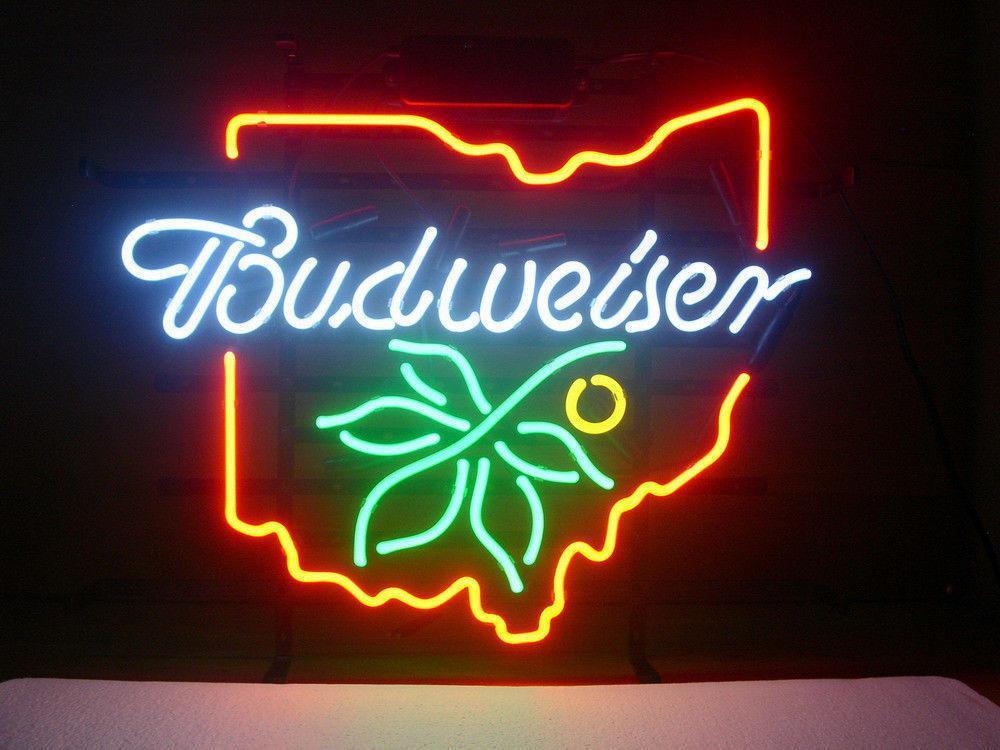 Custom Budweiser Ohio Buckeye Beer Neon Sign