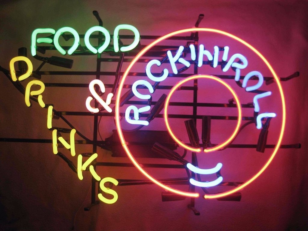 Custom Food Drinks Rock N Roll Bar Music Beer Cerveza Neon Sign