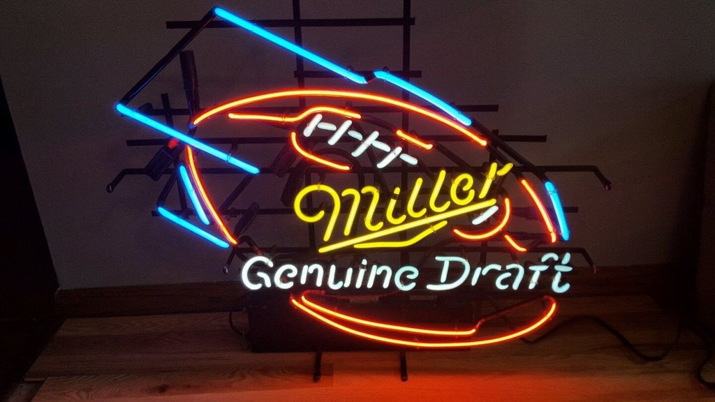 Custom Miller Lite Genuine Draft Football Neon Sign