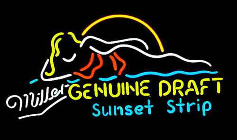 Custom Miller Lite Genuine Draft Sunset Strip Neon Sign
