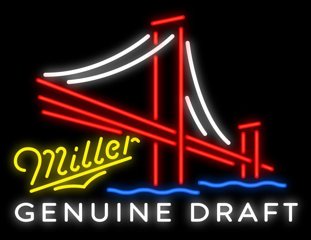 Custom Miller Genuine Draft Golden Gate Bridge Neon Sign Custom Neon Signs