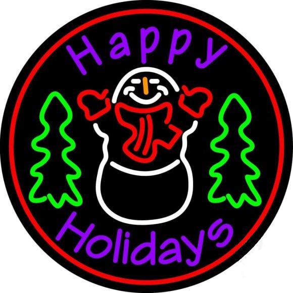 Custom Happy Holidays Snow Man Neon Sign Real Neon Light