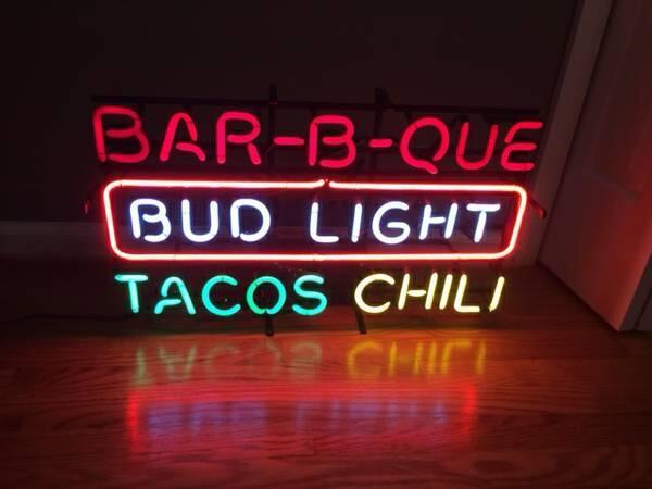 Custom Bud Light Barbecue BBQ Tacos Chili Neon Sign Real Neon Light