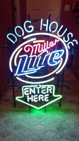 Custom Miller Lite Dog House Enter Here Neon Sign Real Neon Light