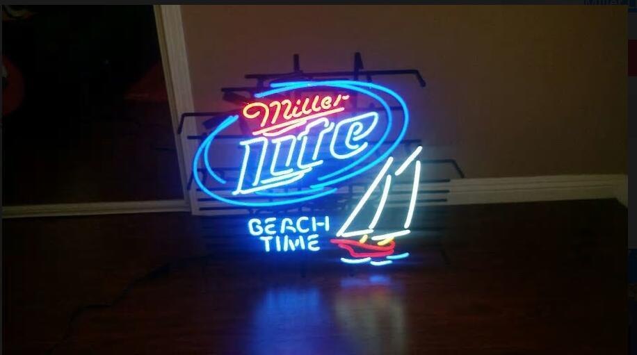Custom Miller Lite Beach Time Neon Sign Real Neon Light
