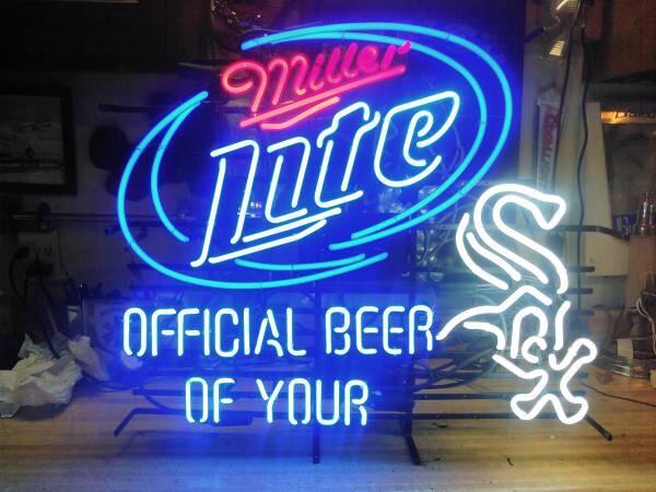 Custom Miller Lite White Sox Official Beer Of Your Neon Sign Real Neon Light
