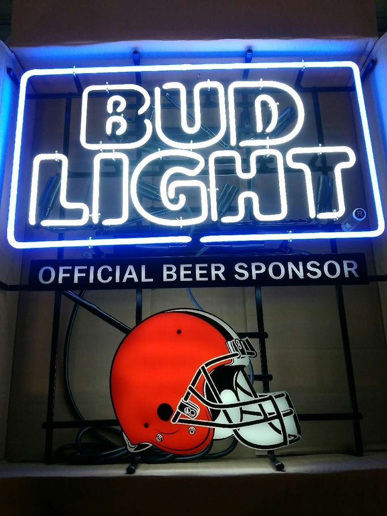 Custom Bud Light Cleveland Browns NFL Sports Neon Sign Real Neon Light