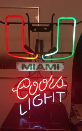 Custom Coors Light Hurricanes University of Miami Neon Sign Real Neon Light