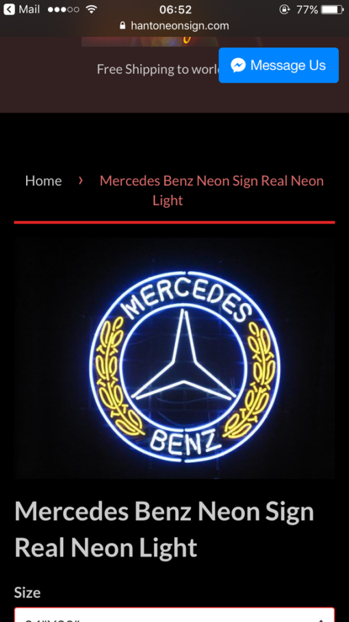 Custom Mercedes Benz Auto Care Neon Sign Real Neon Light Neon Sign