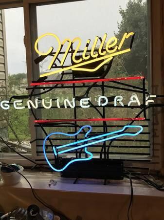 Custom Miller Genuine Draft Guitar Neon Sign Real Neon Light