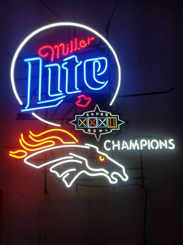 Custom Miller Light  Denver Broncos Neon Sign NFL Teams Light Real Neon Light