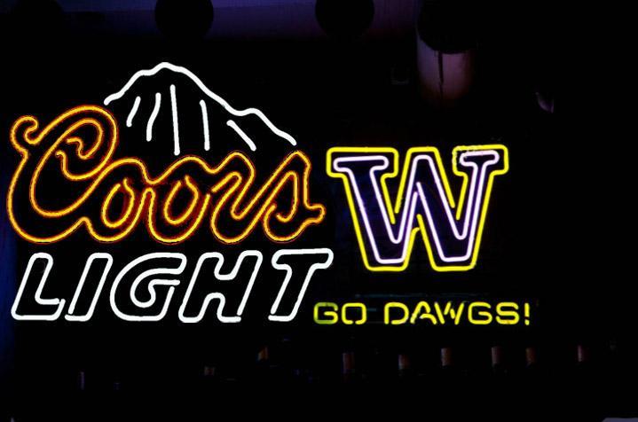 Custom Coors Light Go Dawgs Washington Huskies Neon Sign Real Neon Light Tube Neon Light