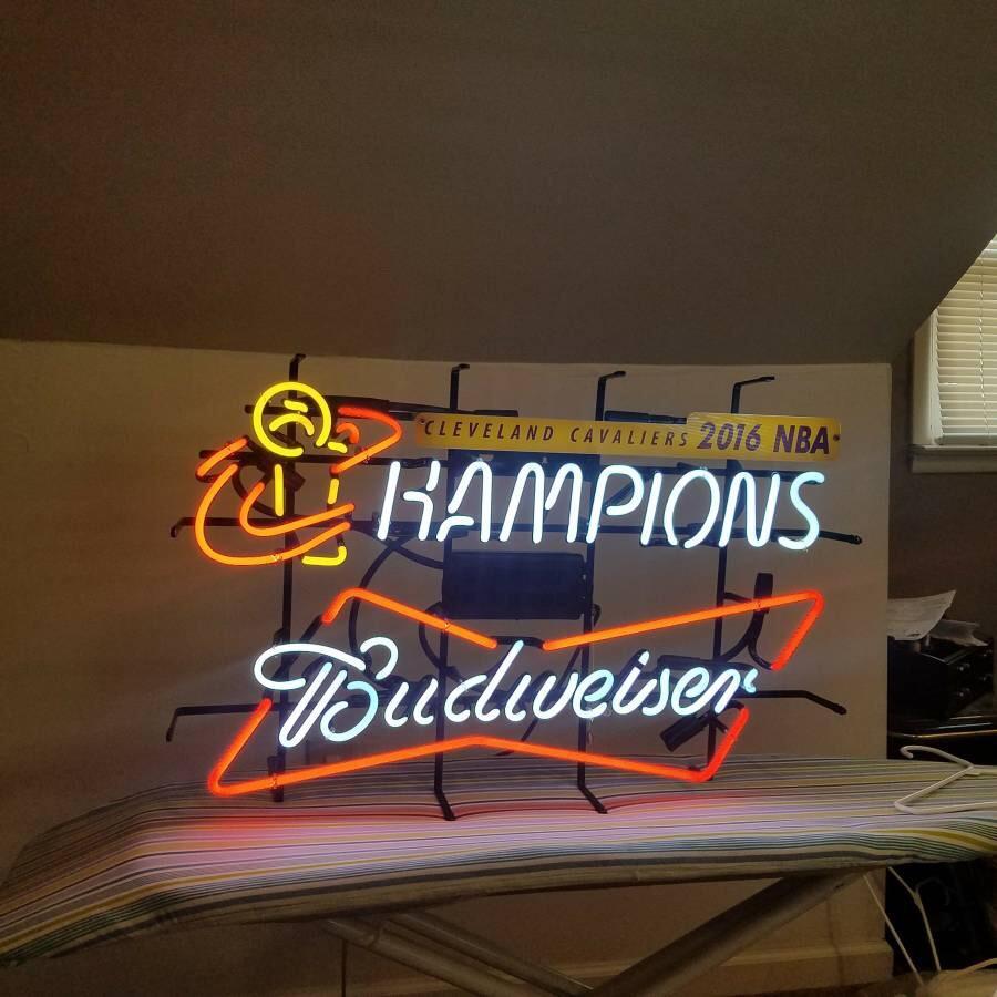 Custom Champions Budweiser Cleveland Cavaliers Neon Sign NBA Sports Neon Light Tube Neon Light