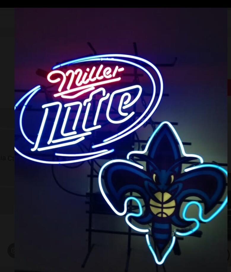 Custom Miller Lite New Orleans Hornets Neon Sign NBA Sports Neon Light Tube Neon Light