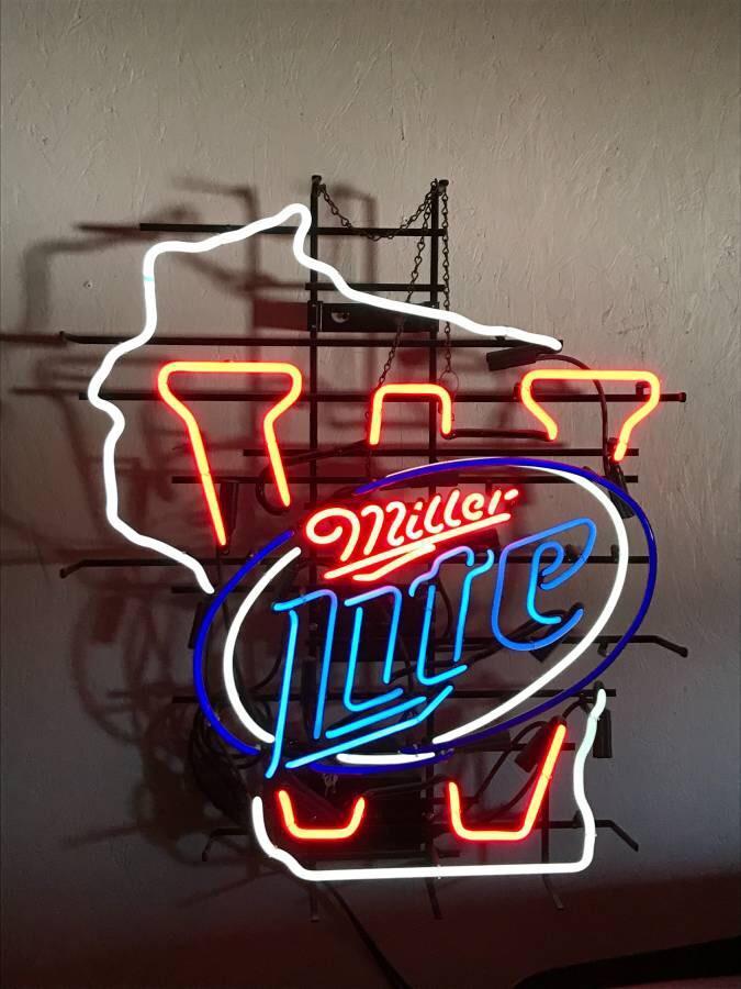 Custom Miller Lite Wisconsin State Neon Sign Tube Neon Light