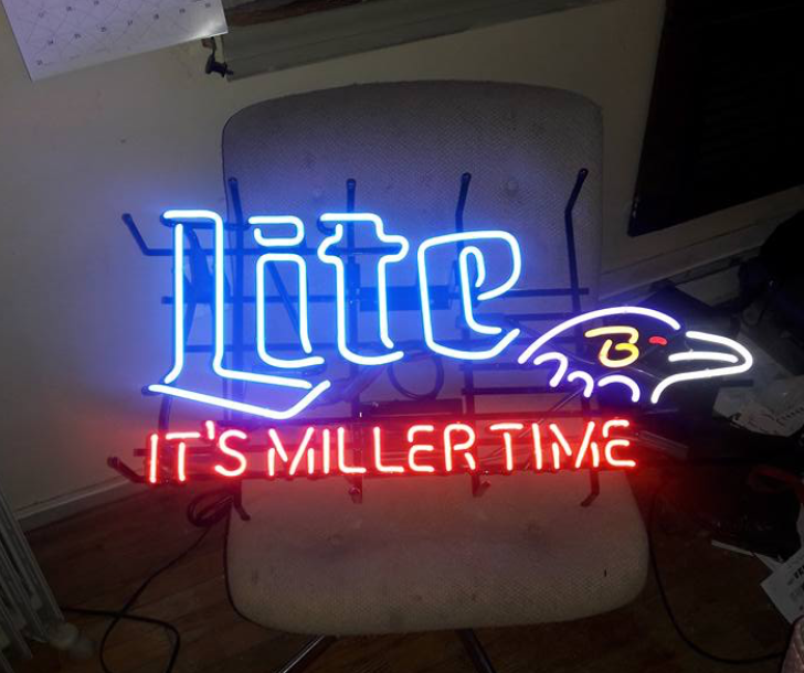 Custom Miller Lite It's Miller Time Baltimore Ravens NFL Sports Neon Sign Tube Neon Light