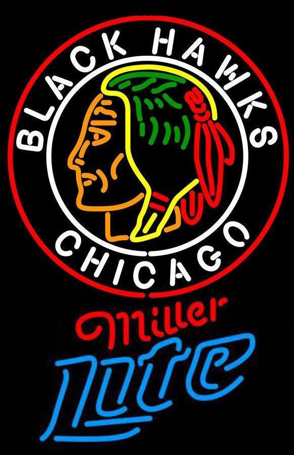 Custom Miller Lite Chicago Blackhawks Neon Sign NFL Sports Neon Light