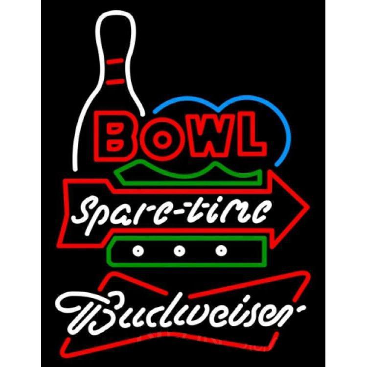 Custom Budweiser White Bowling Spare Time Neon Sign Tube Neon Light