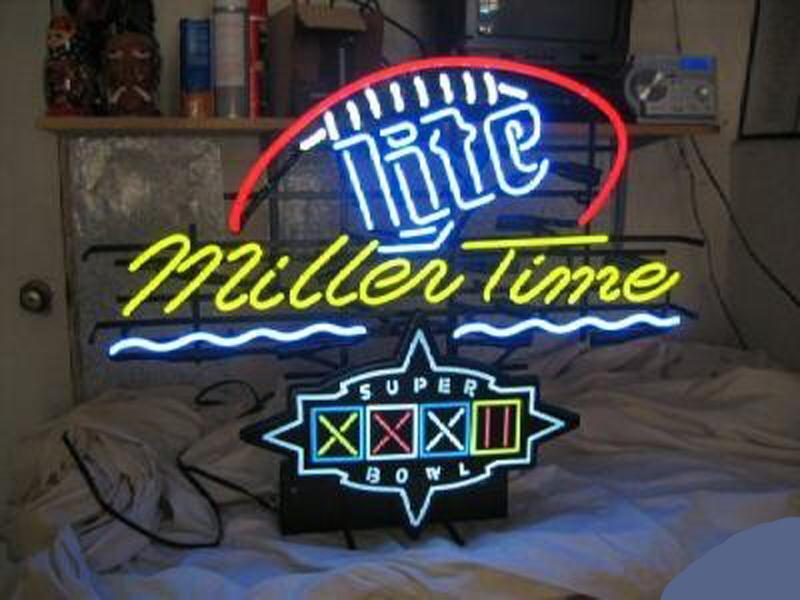Custom Miller Lite Miller Time Super Bowl XXXII Neon Sign NFL Teams Neon Light