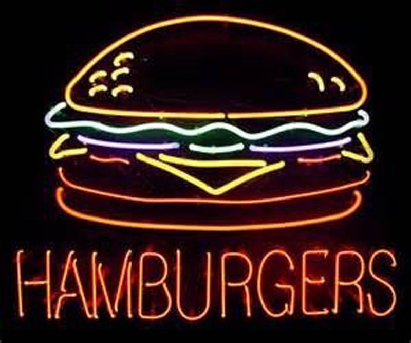 Custom Hamburger Burger Neon Sign Real Neon Light