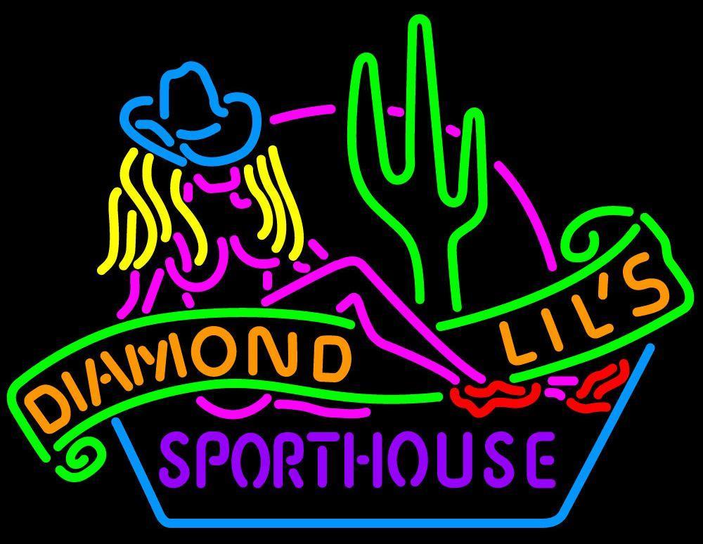 Custom Diamond Lil's Sport House Neon Sign For Store Beer Bar Gift Xmas Light