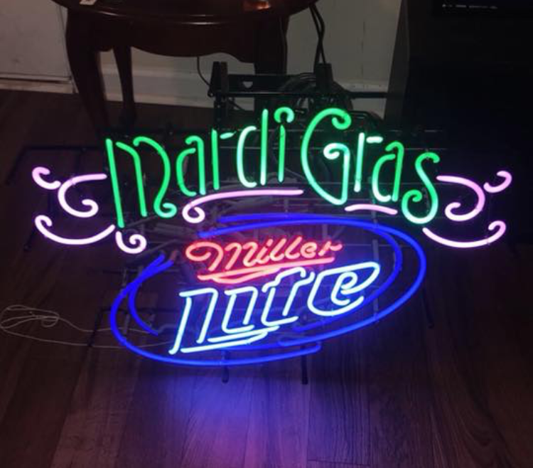 Custom Miller Light Mardi Gras Neon Sign Tube Neon Light
