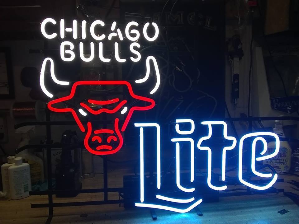 Custom Miller Lite Chicago Bulls Neon Sign NBA Sports Neon Light