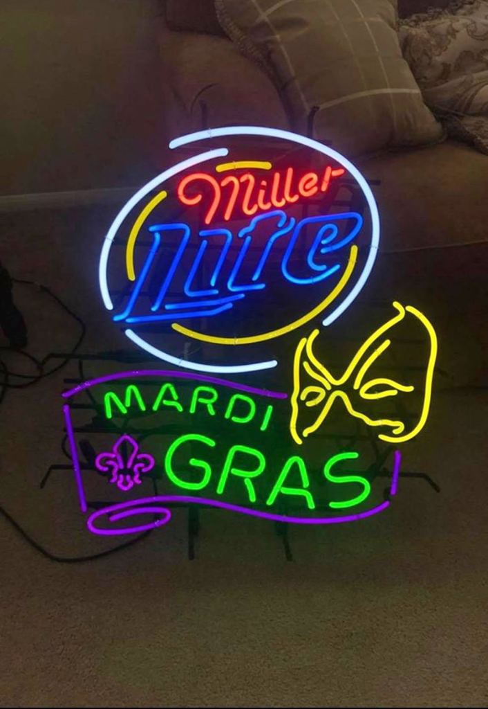 Custom Miller Lite Mardi Gras Neon Sign Tube Neon Light
