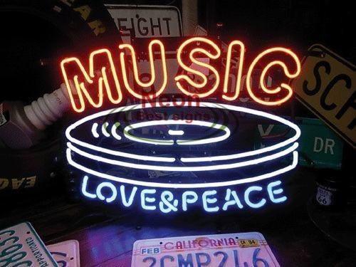 Custom Music Love&Peace Neon Sign Real Neon Light