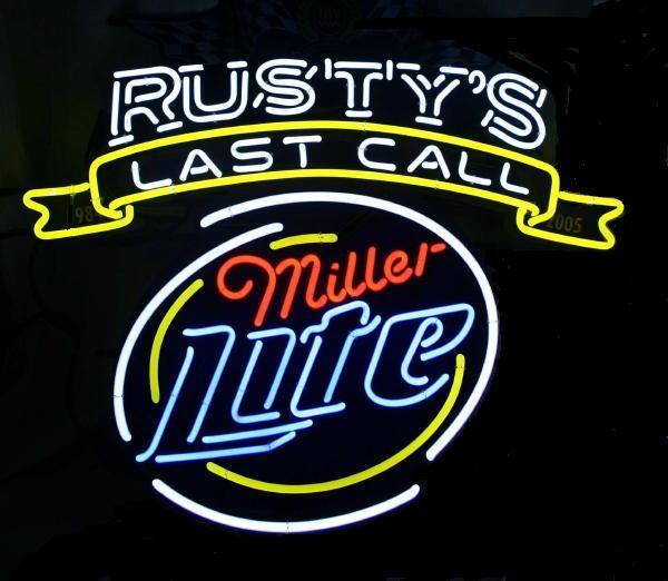 Custom Miller Lite Rusty Last Call Neon Sign Real Neon Light