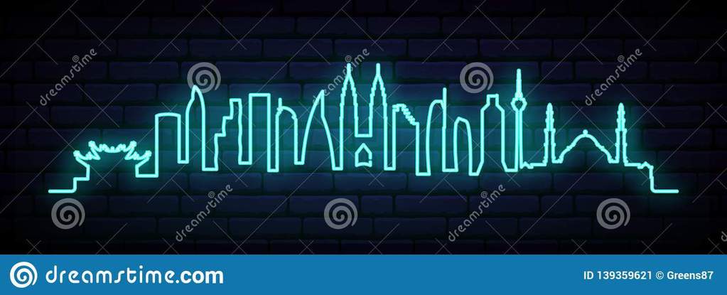 Custom Kuala Lumpur City Skyline Neon Sign Tube Neon Light