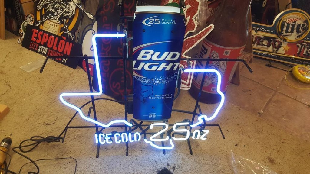 Custom Bud Light Ice Cold 25 OZ Texas State Neon Sign Tube Neon Light